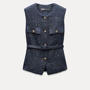 Zara tweed vest with belt